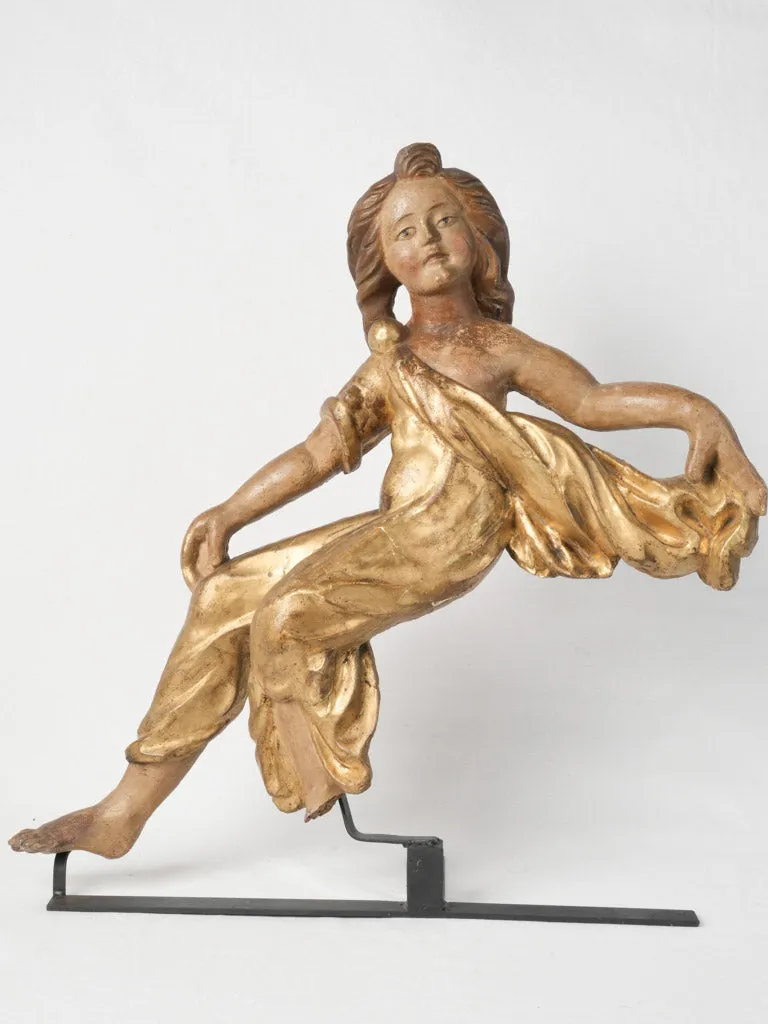 17th-Century Spanish Giltwood Boiserie Figure of a Draped Woman 29½"