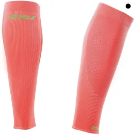 2XU Performance Run Calf Sleeves Fluro Coral/Green Large