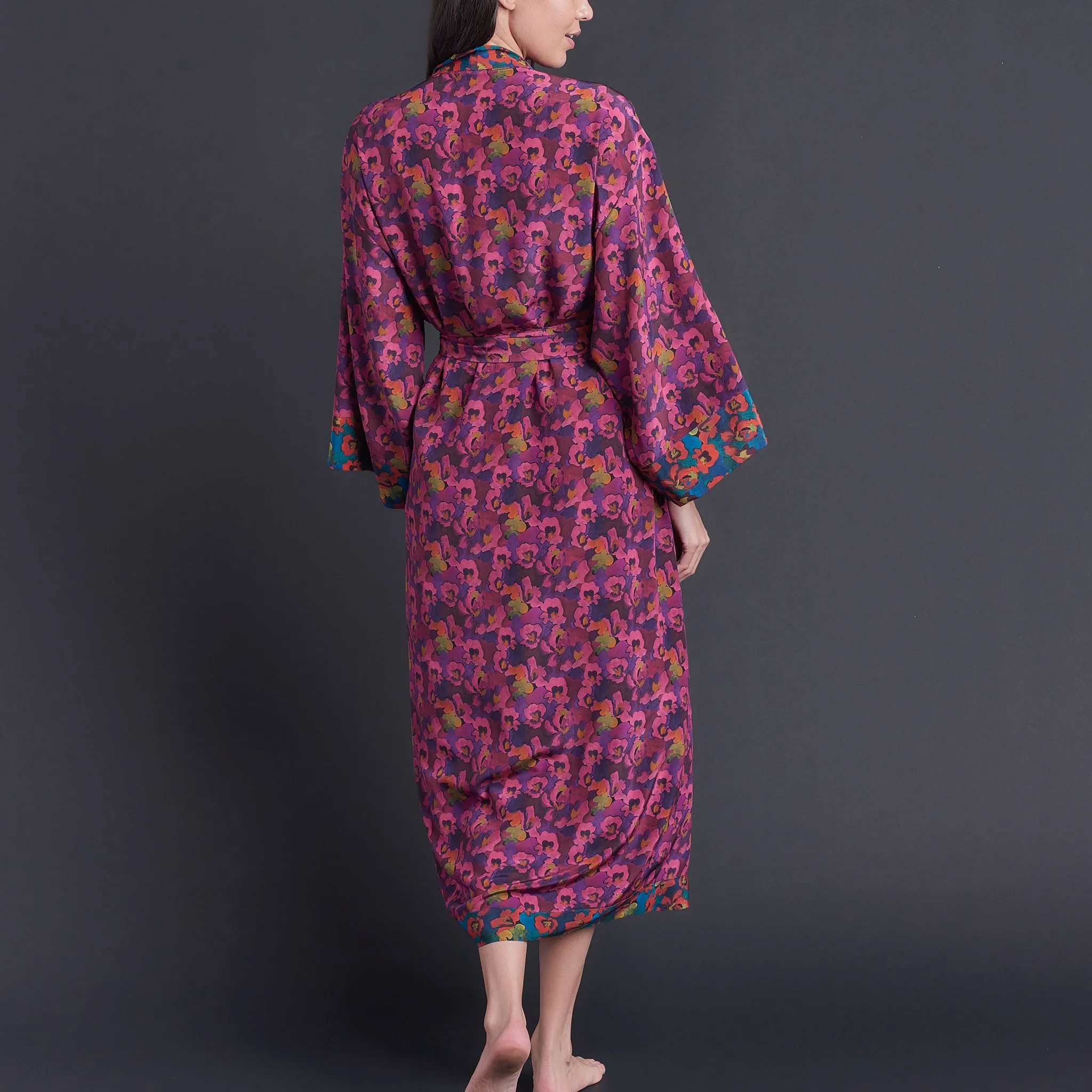 Asteria Kimono Robe in Gemma Rose Liberty of London Print Silk Crepe De Chine