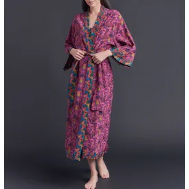 Asteria Kimono Robe in Gemma Rose Liberty of London Print Silk Crepe De Chine