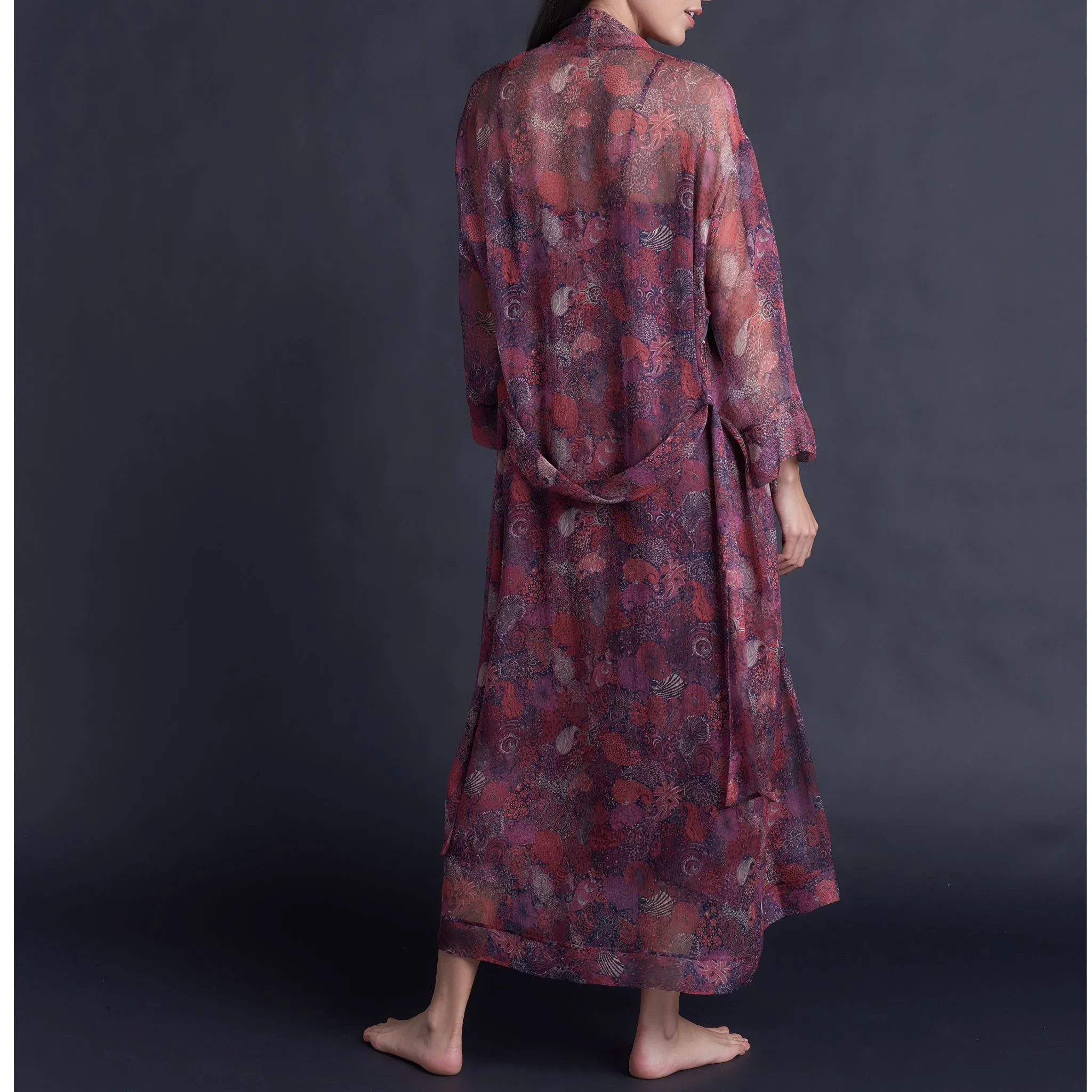 Asteria Kimono Robe in Liberty of London Midnight Liberty Silk Crinkle Chiffon