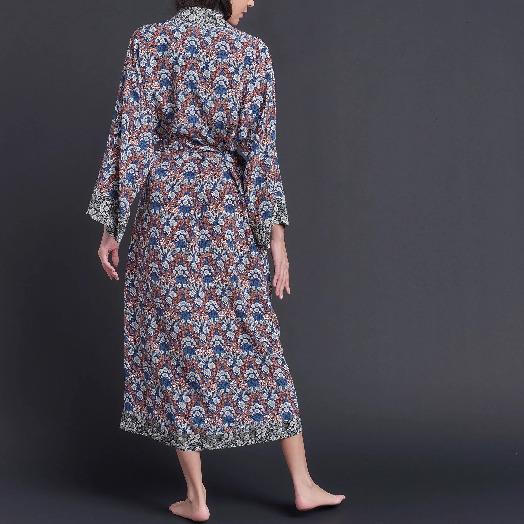 Asteria Kimono Robe in Liberty of London Mountain Primrose Silk Crepe De Chine