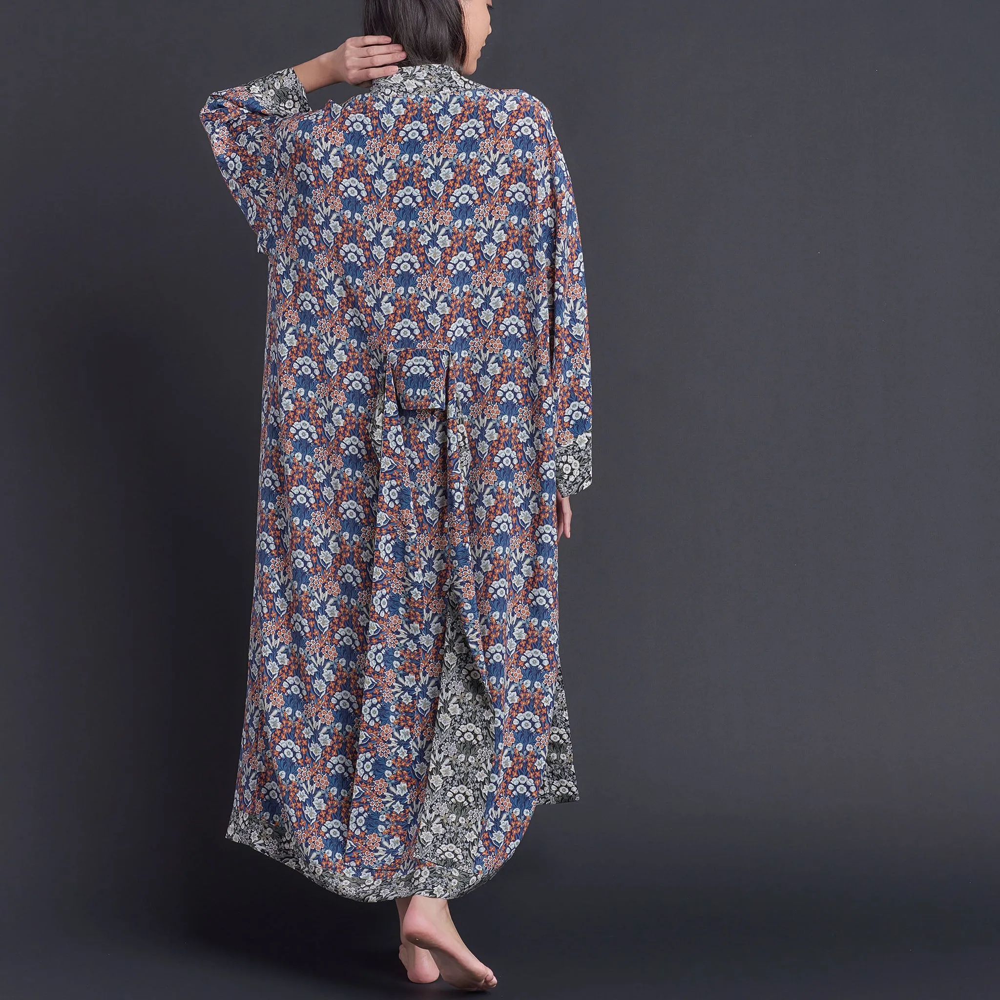 Asteria Kimono Robe in Liberty of London Mountain Primrose Silk Crepe De Chine