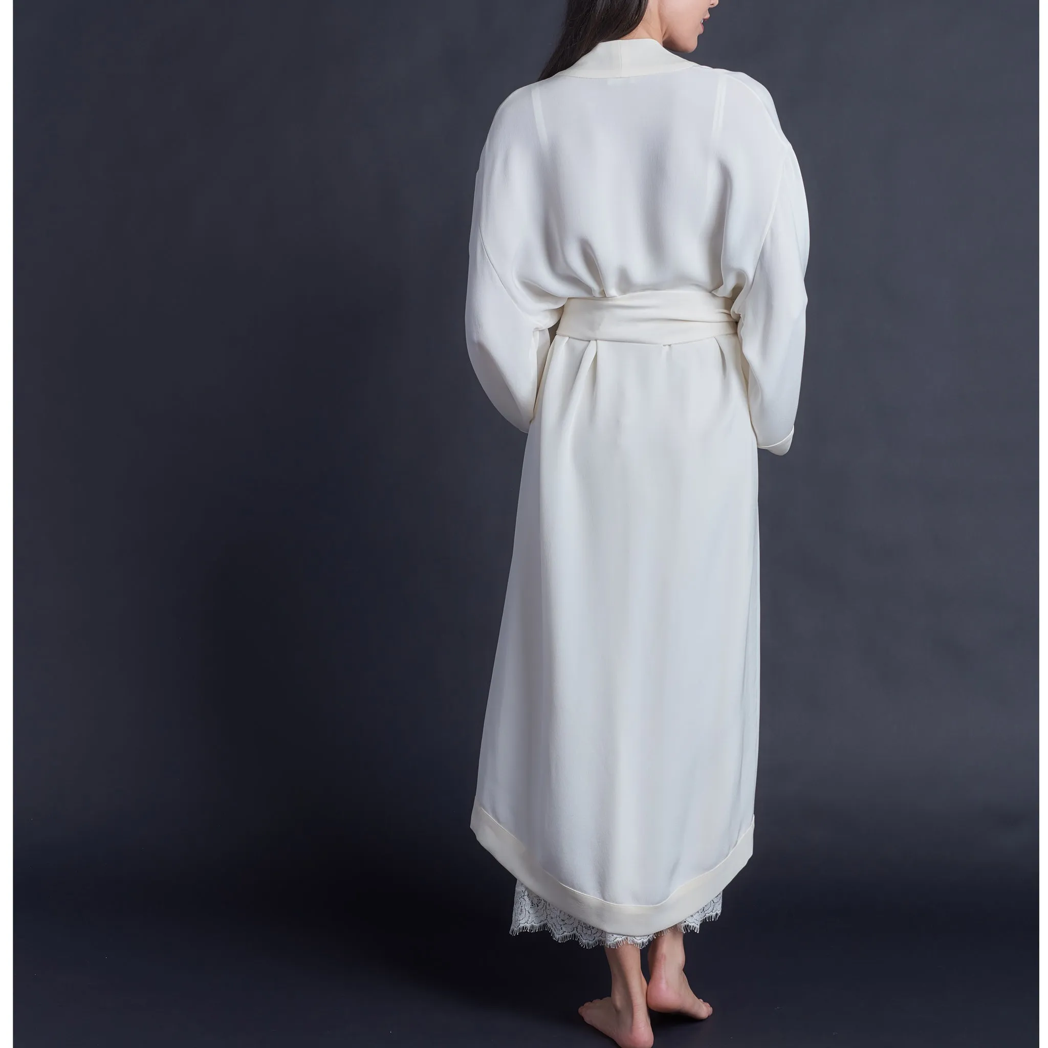 Asteria Kimono Robe in Pearl Silk Crepe