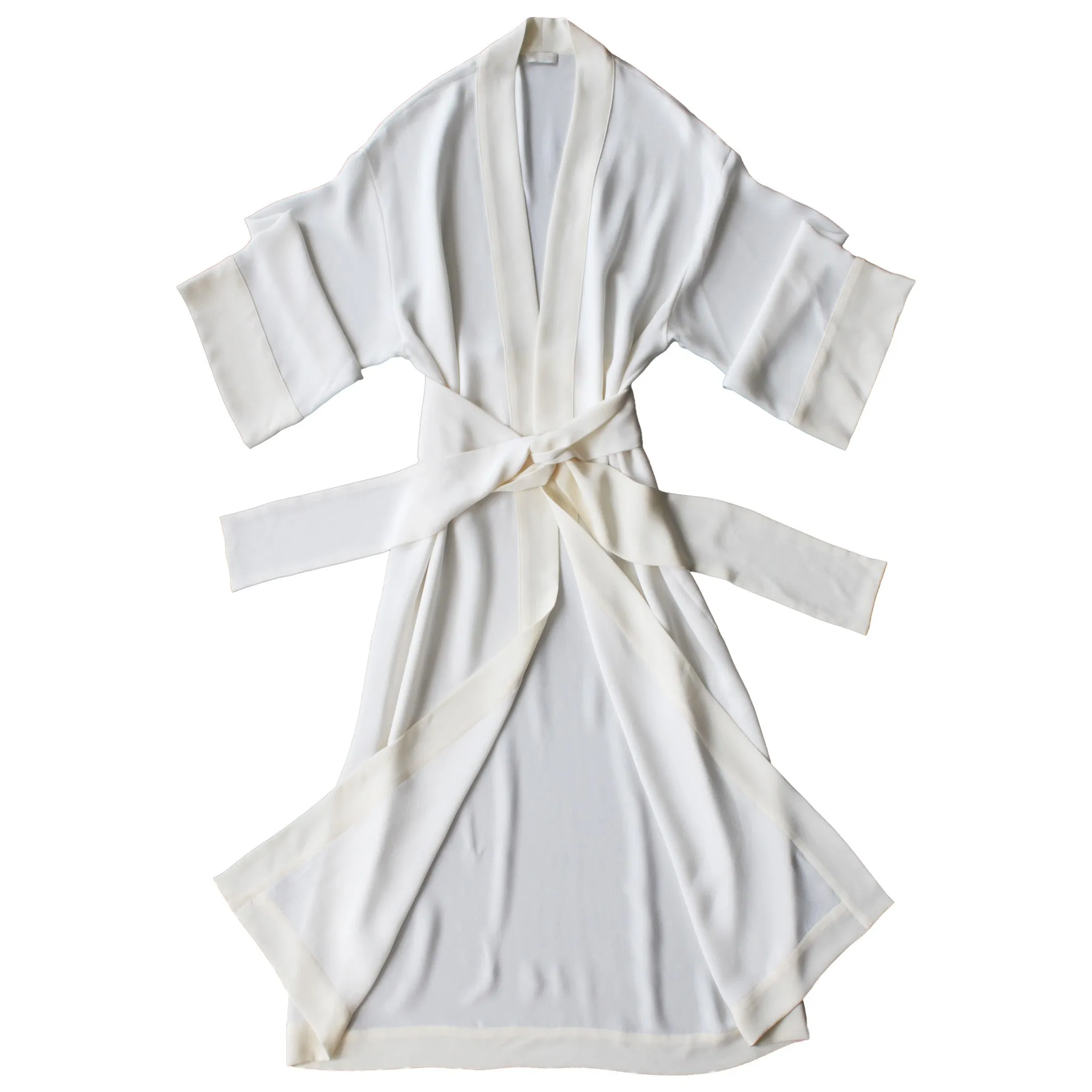 Asteria Kimono Robe in Pearl Silk Crepe