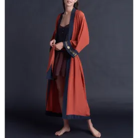 Asteria Robe in Special Edition Embroidered Cinnabar Crepe de Chine