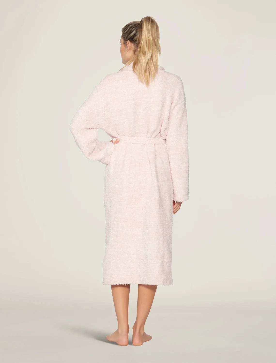 Barefoot Dreams - CozyChic Heathered Adult Robe in Dusty Rose-White