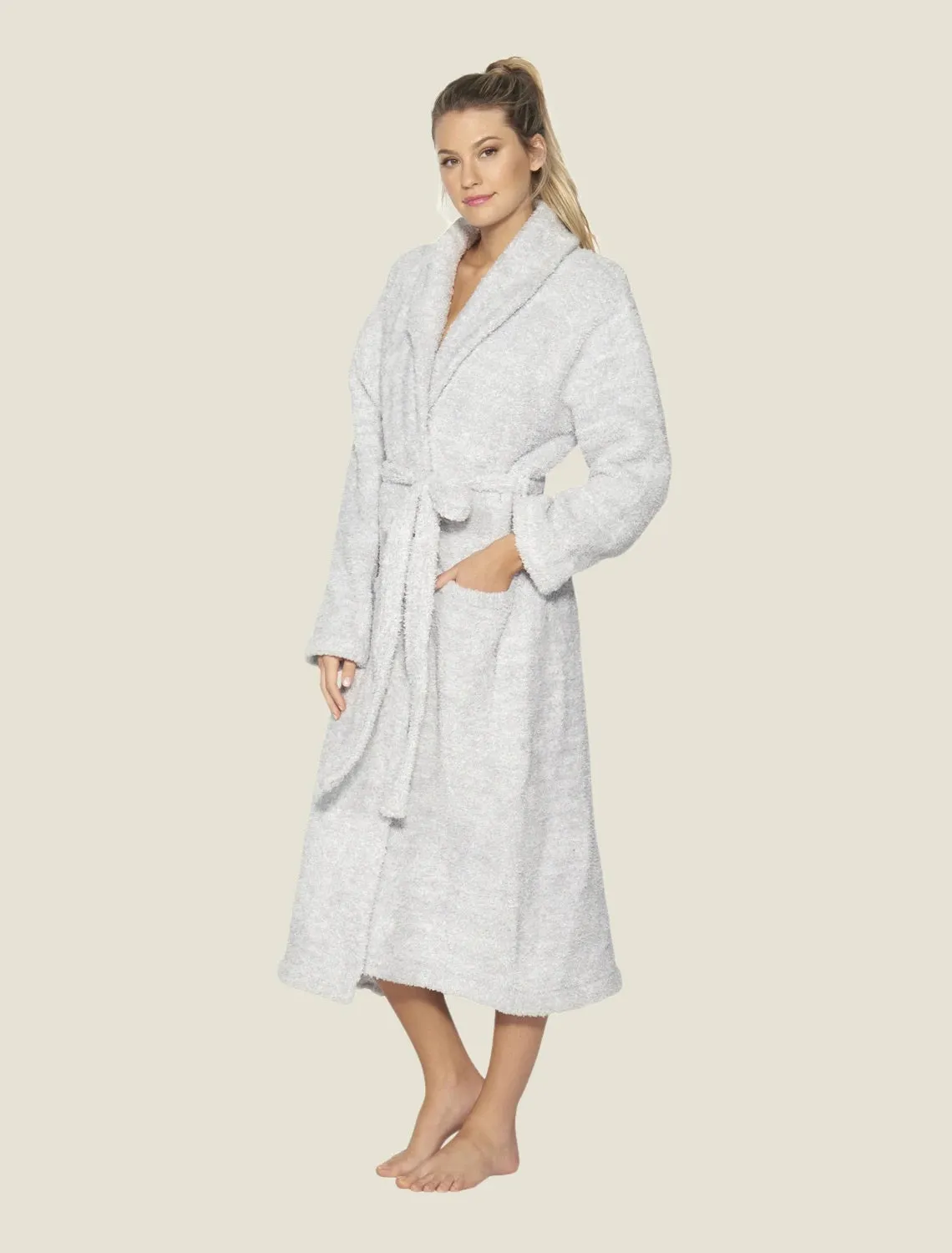 Barefoot Dreams - CozyChic Heathered Adult Robe in HE Ocean-White