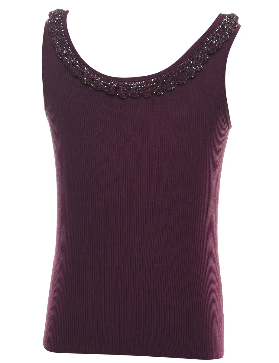 Beaded Plum Vest - M