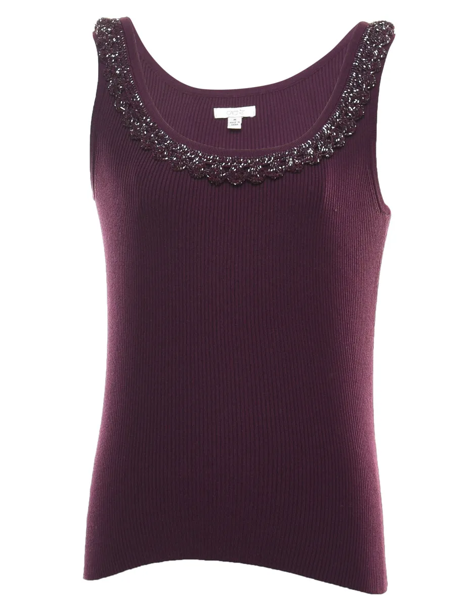 Beaded Plum Vest - M