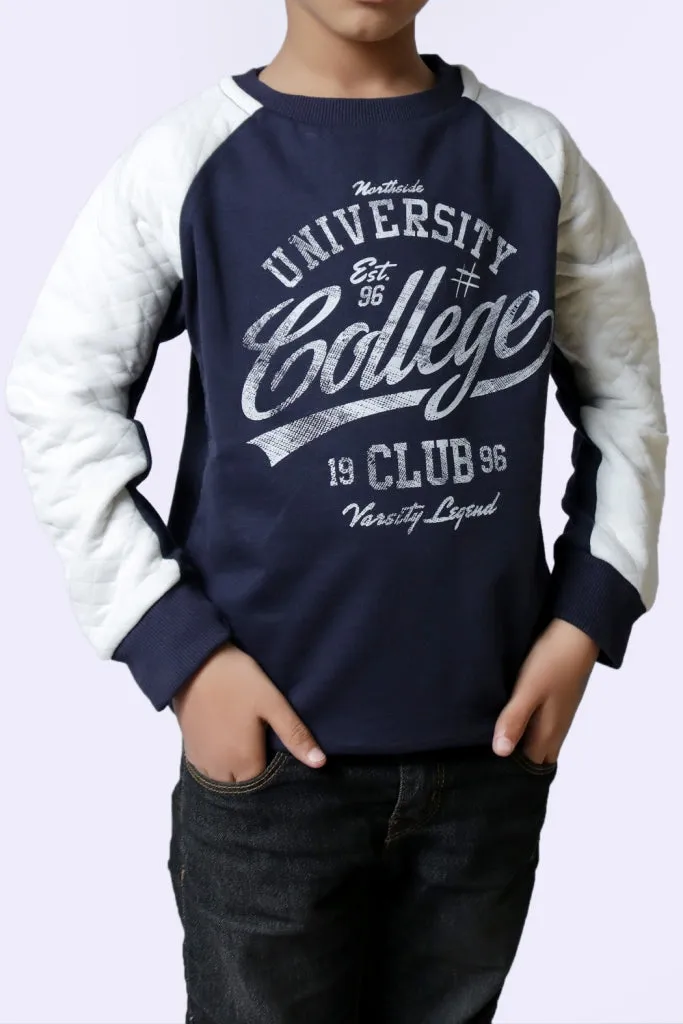 Boy Long Sleeve Sweat Shirt Navy-White