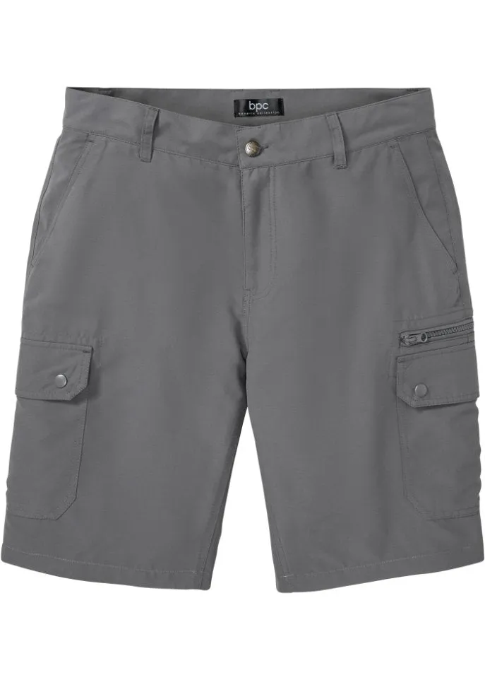 Bpc Bonprix Collection Comfortable Regular Fit Microfiber Cargo Shorts, Gray