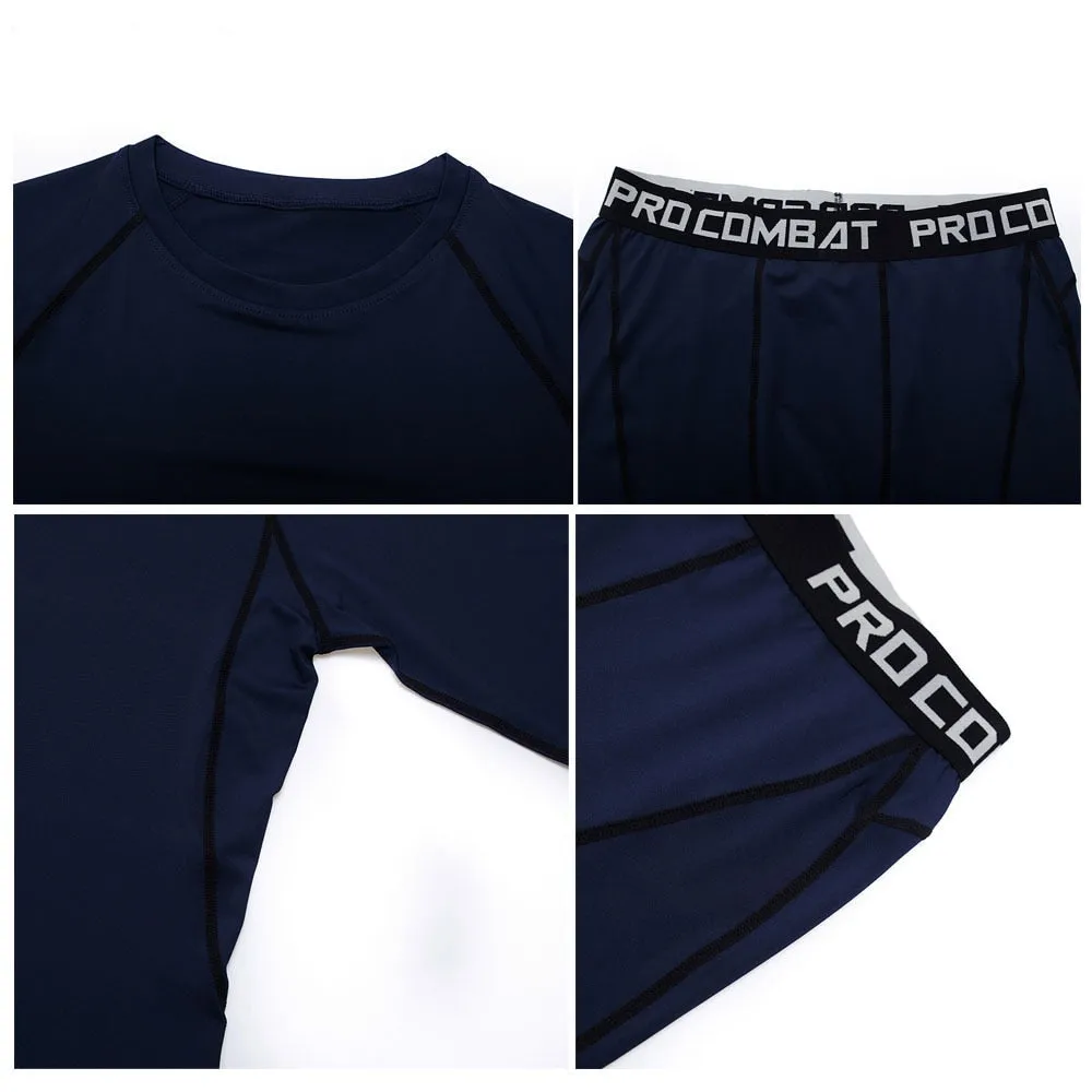 Brand Compression Set Men's Sport Suits Running Shorts MMA Sets Sports T-Shirt Gym Fitness Tights Jogging Rashgard Tracksuit