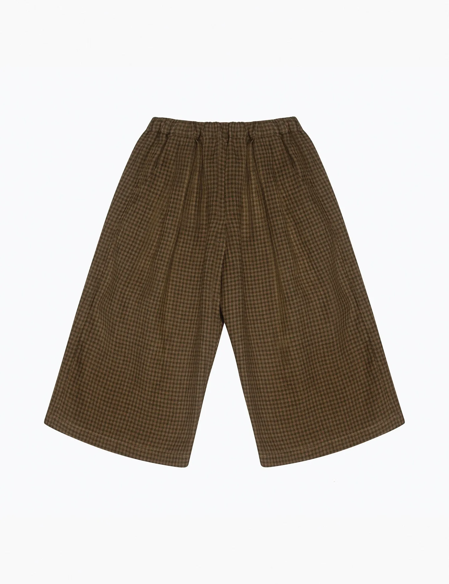 Chess Trousers in Nut Brown Mini Check Linen