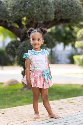 CLEARANCE SALE - Abuela Tata SS24 - Baby Girls Skirted Jam Pants Romper with Matching Blouse 352