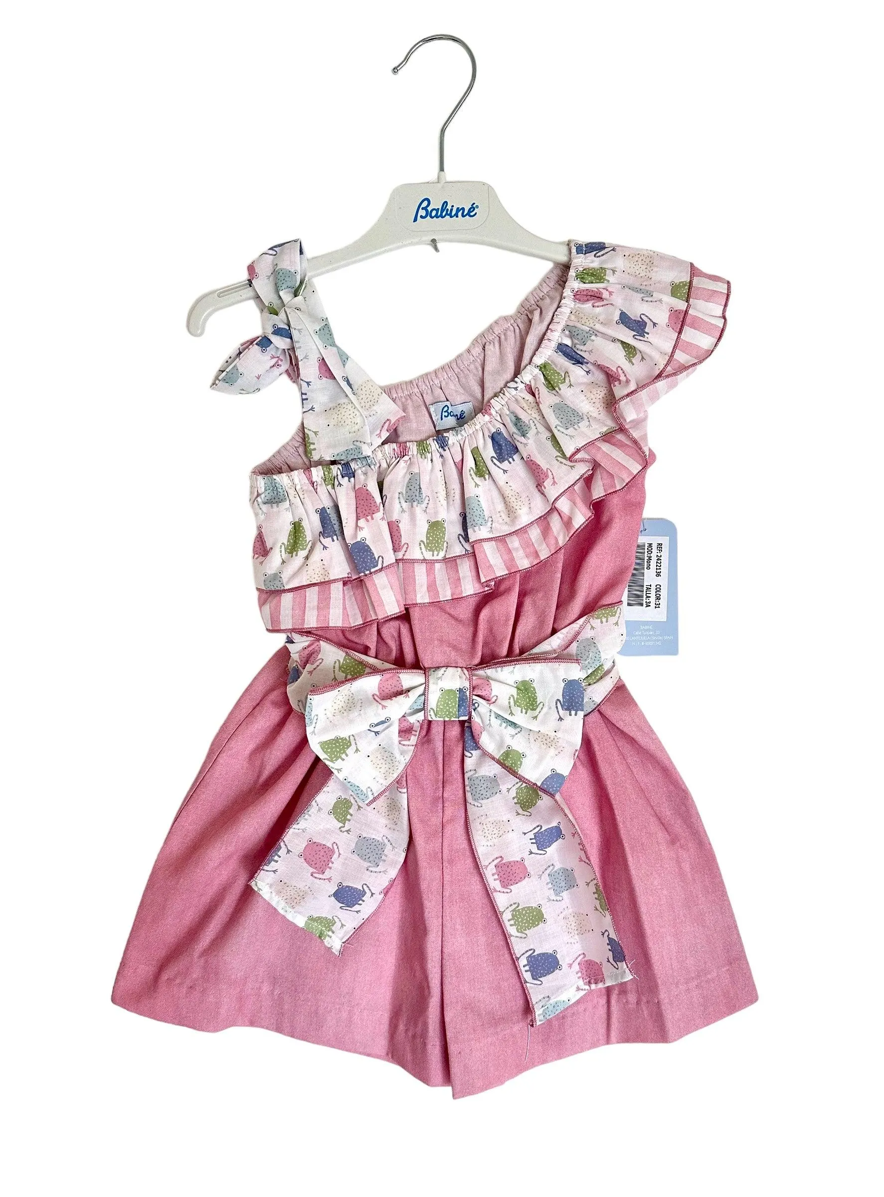 CLEARANCE SALE - Babine SS24 - Girls Pink Asymmetric Playsuit