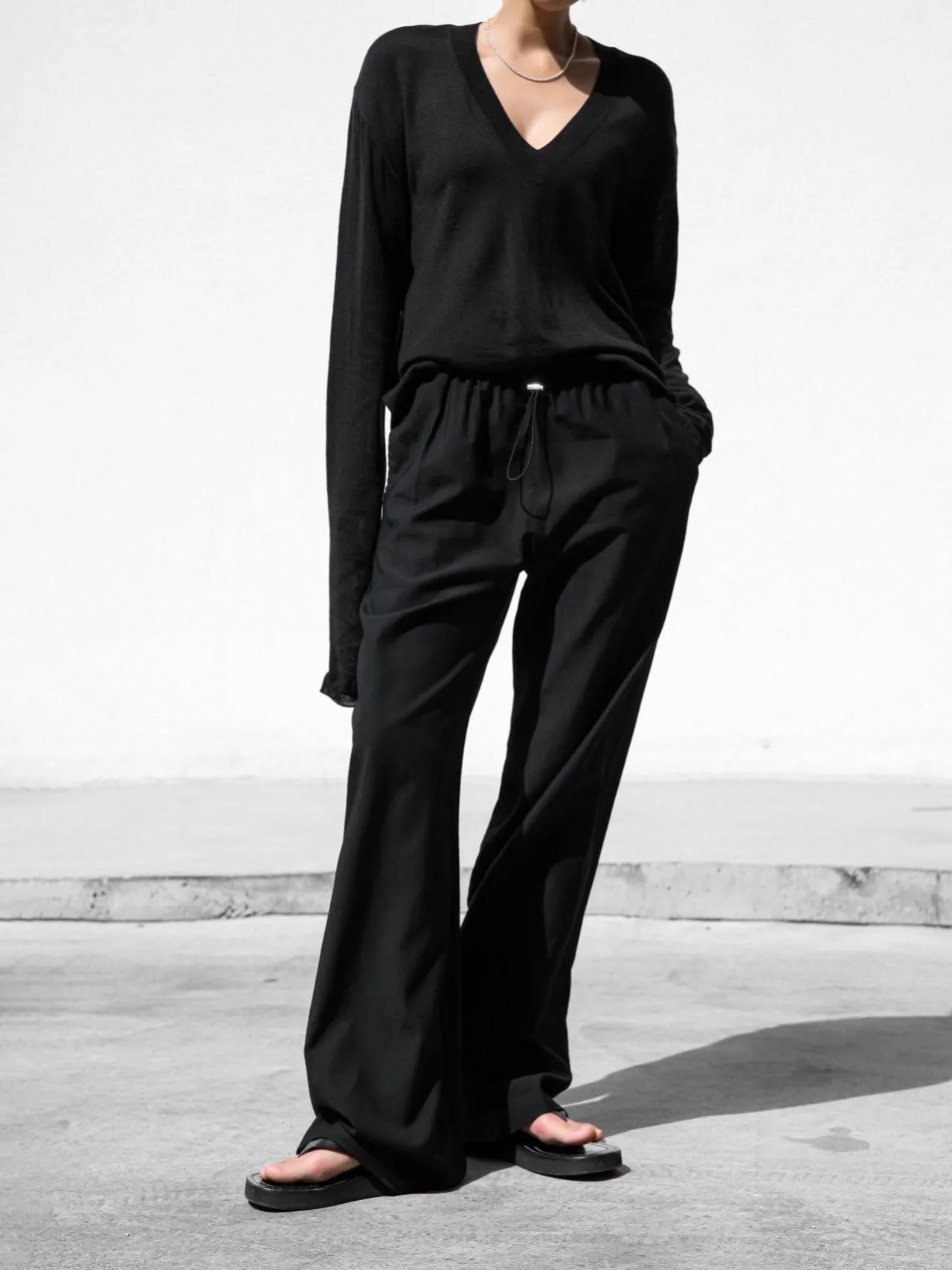 COZY BANDED WIDE TROUSERS