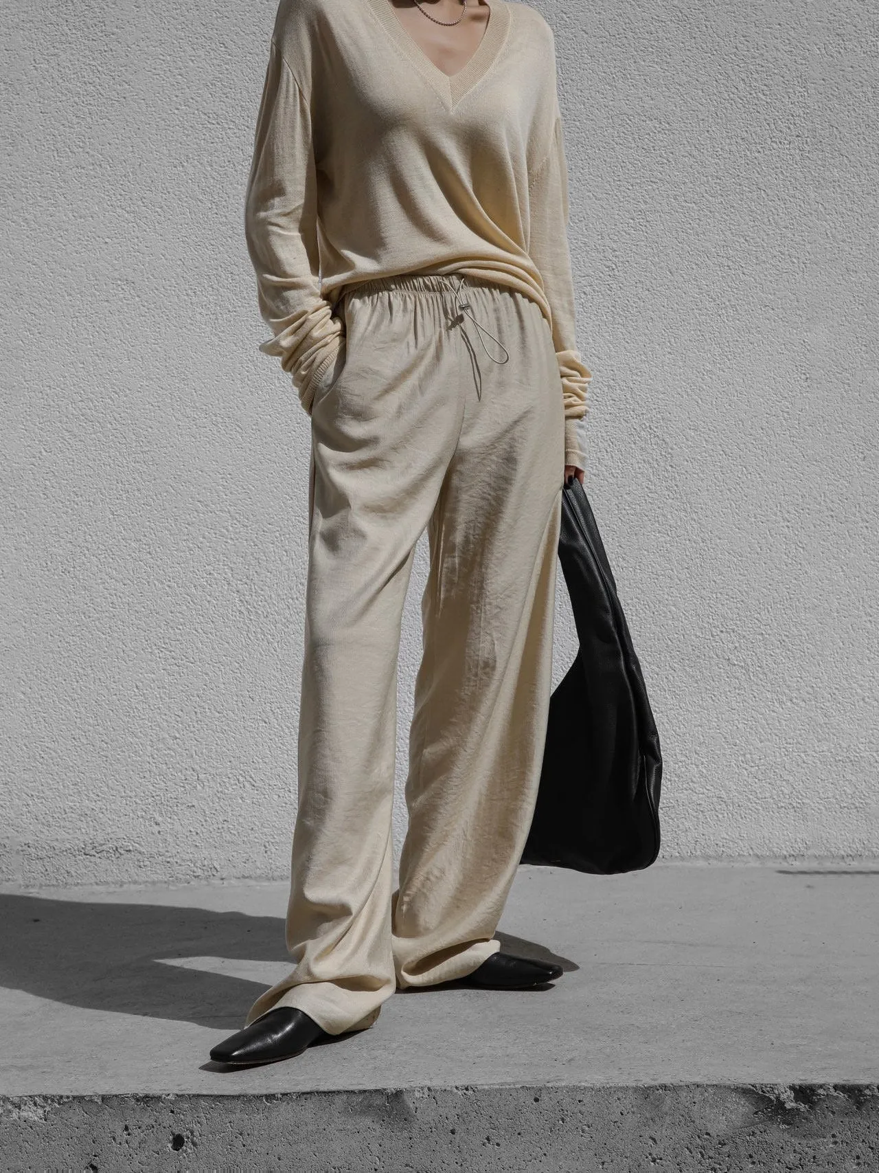 COZY BANDED WIDE TROUSERS