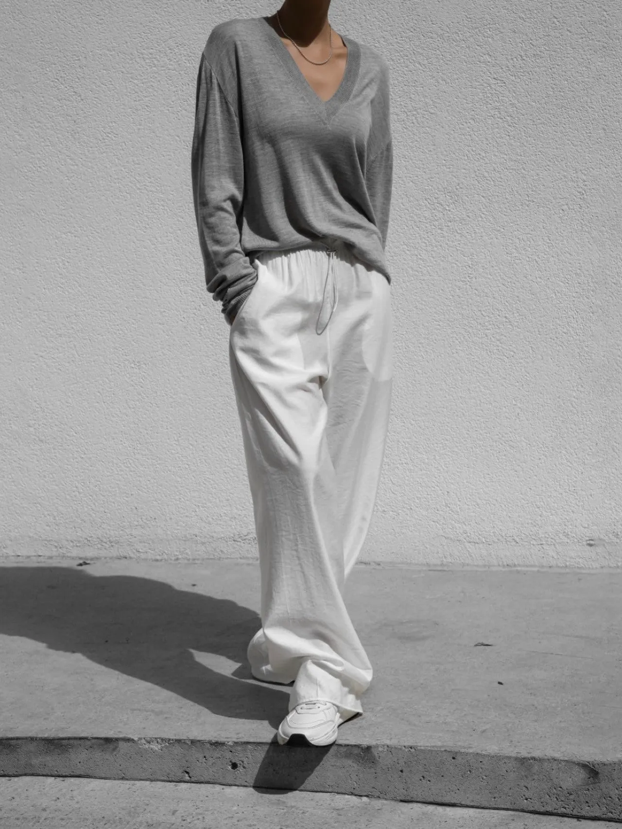 COZY BANDED WIDE TROUSERS