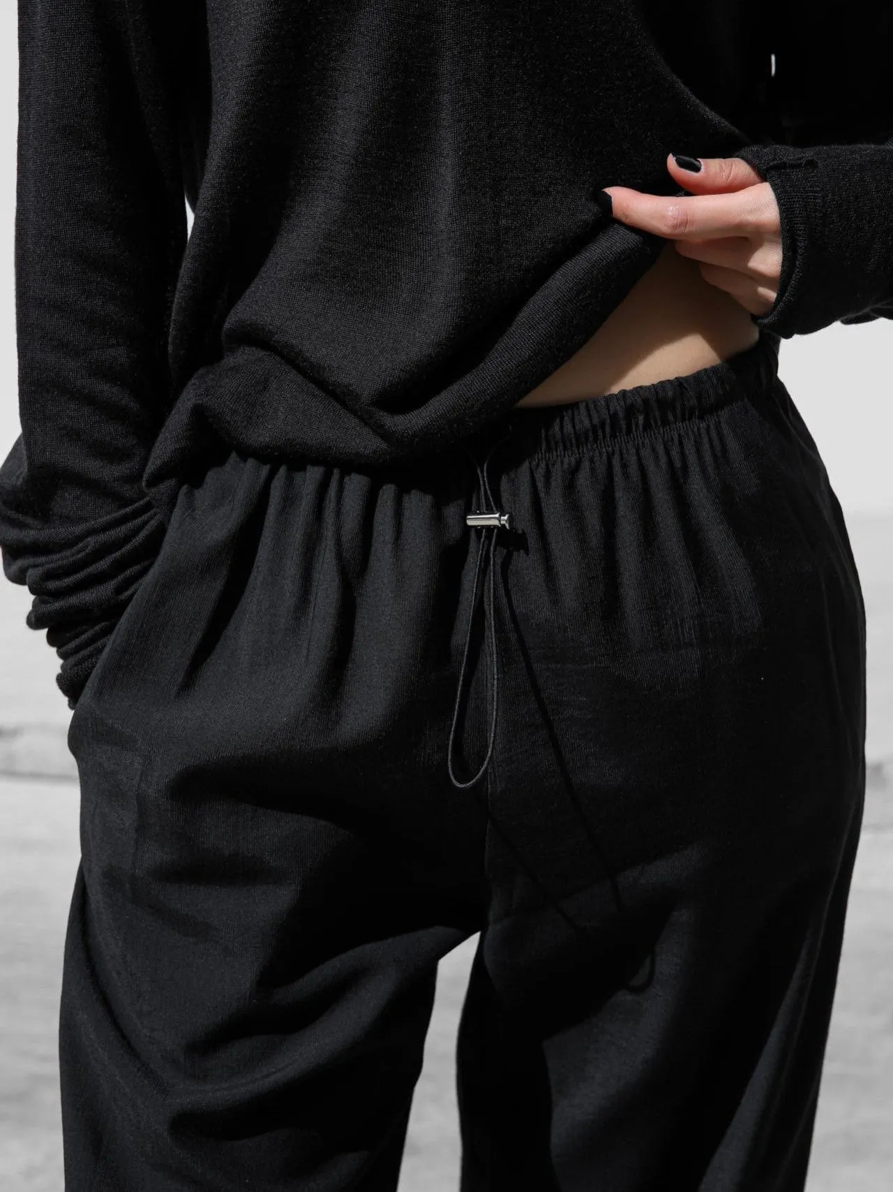 COZY BANDED WIDE TROUSERS