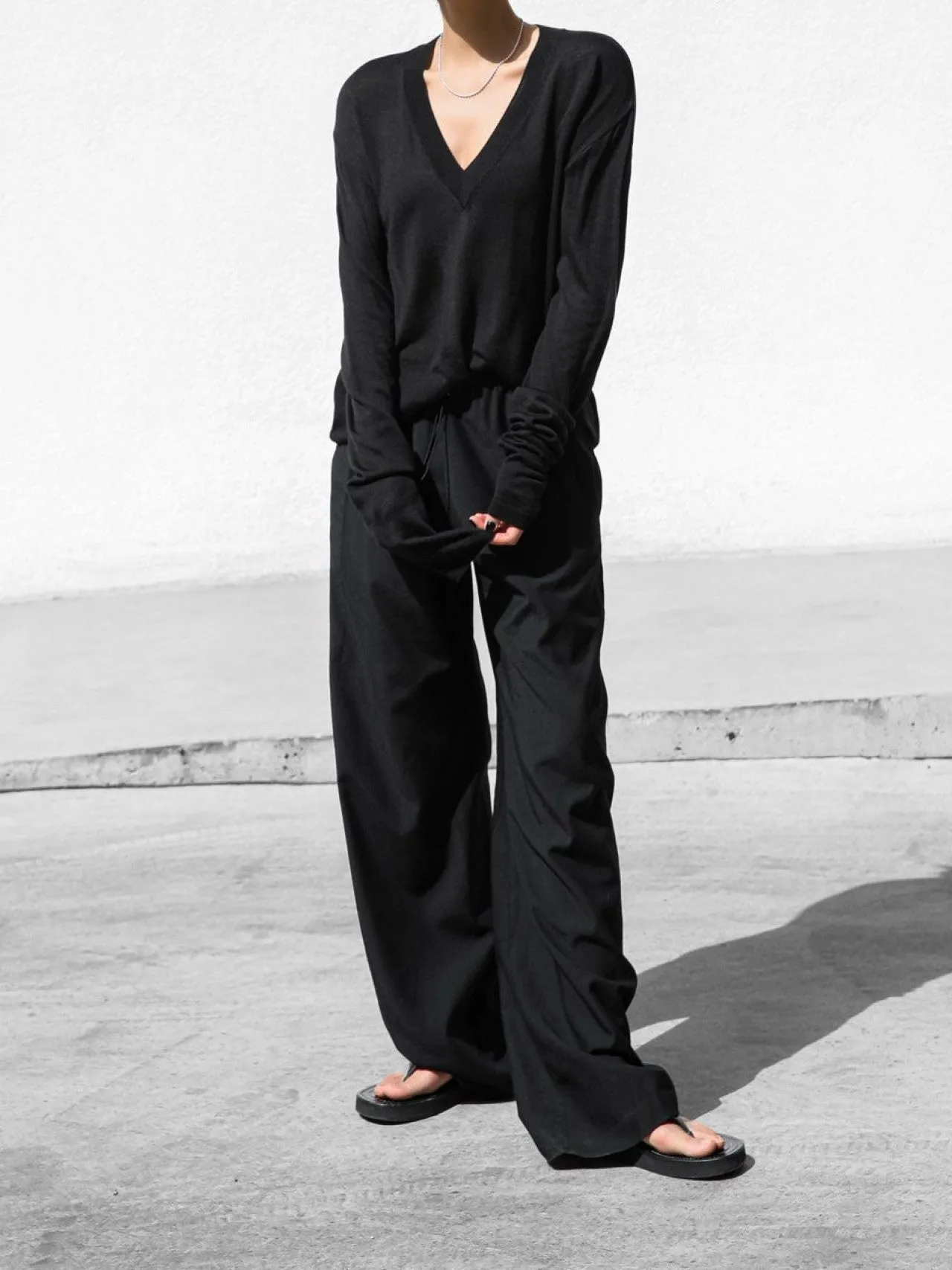 COZY BANDED WIDE TROUSERS