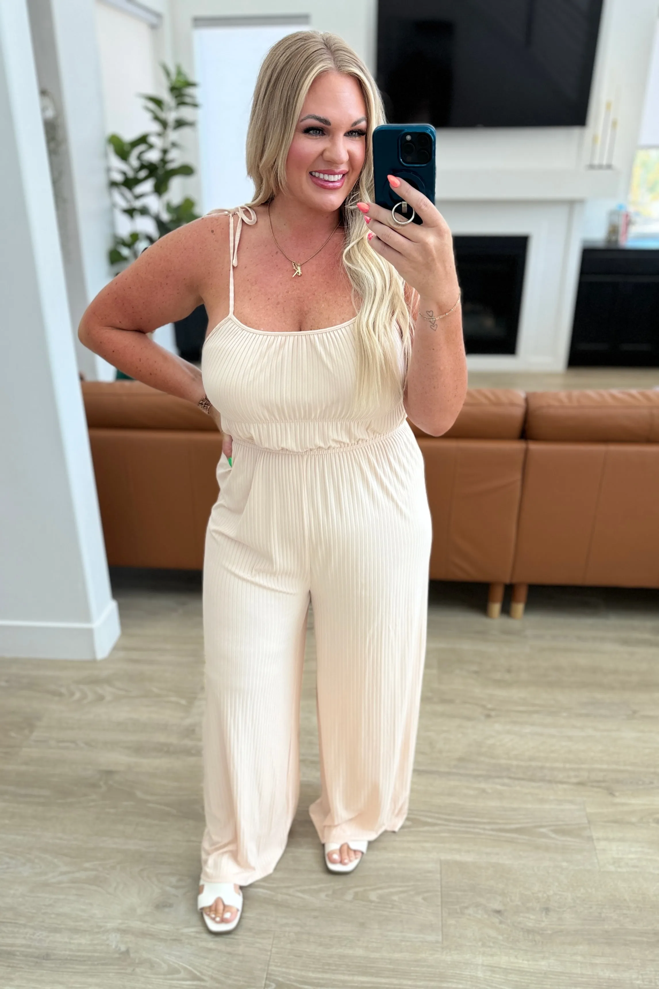 Eden Elastic Waist Jumpsuit Apricot