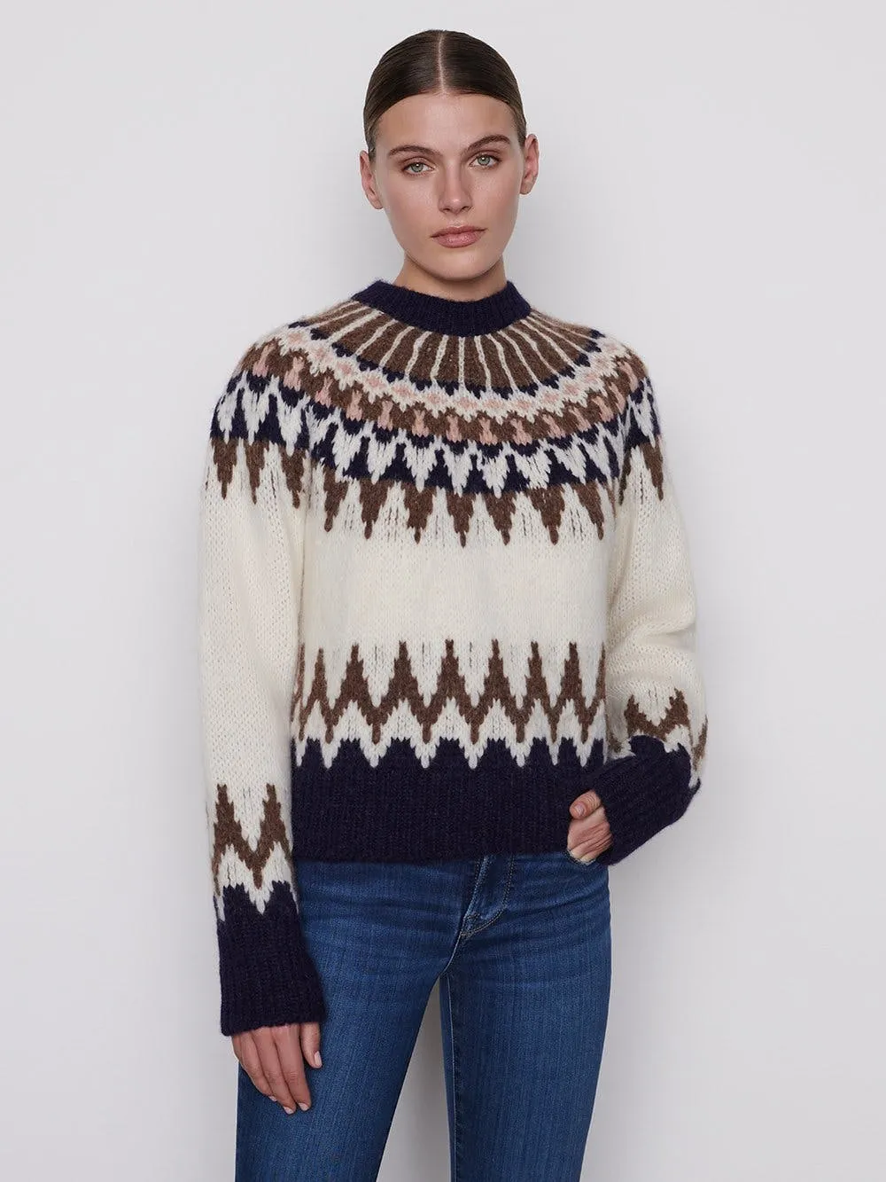 Frame - Fairisle Crew Sweater in Navy Multi