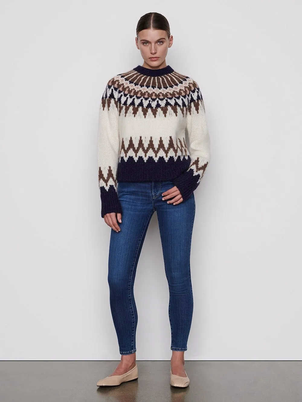 Frame - Fairisle Crew Sweater in Navy Multi