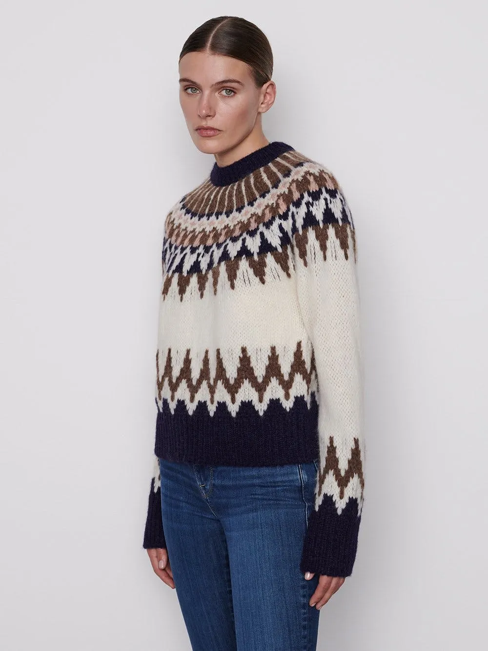 Frame - Fairisle Crew Sweater in Navy Multi