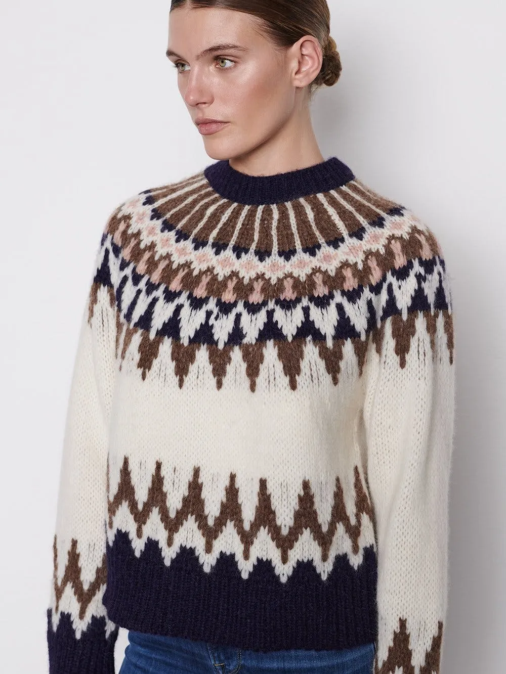 Frame - Fairisle Crew Sweater in Navy Multi