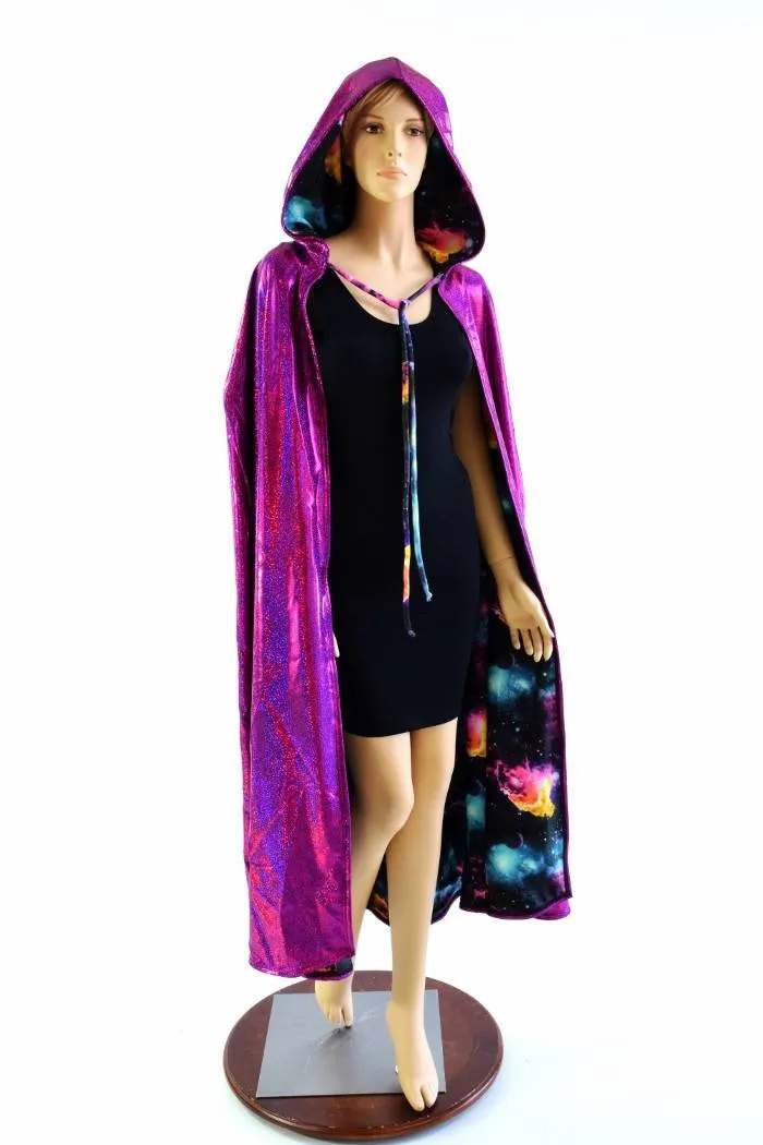 Fuchsia & Galaxy Reversible Hooded Cape