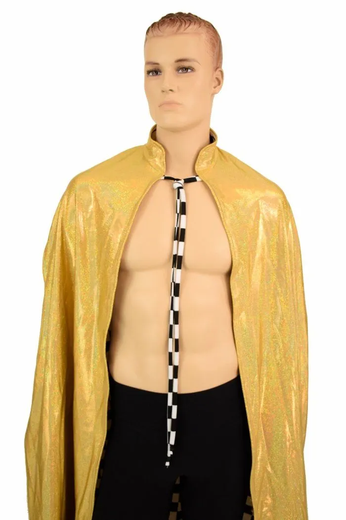 Gold & Check Reversible Hoodless Cape