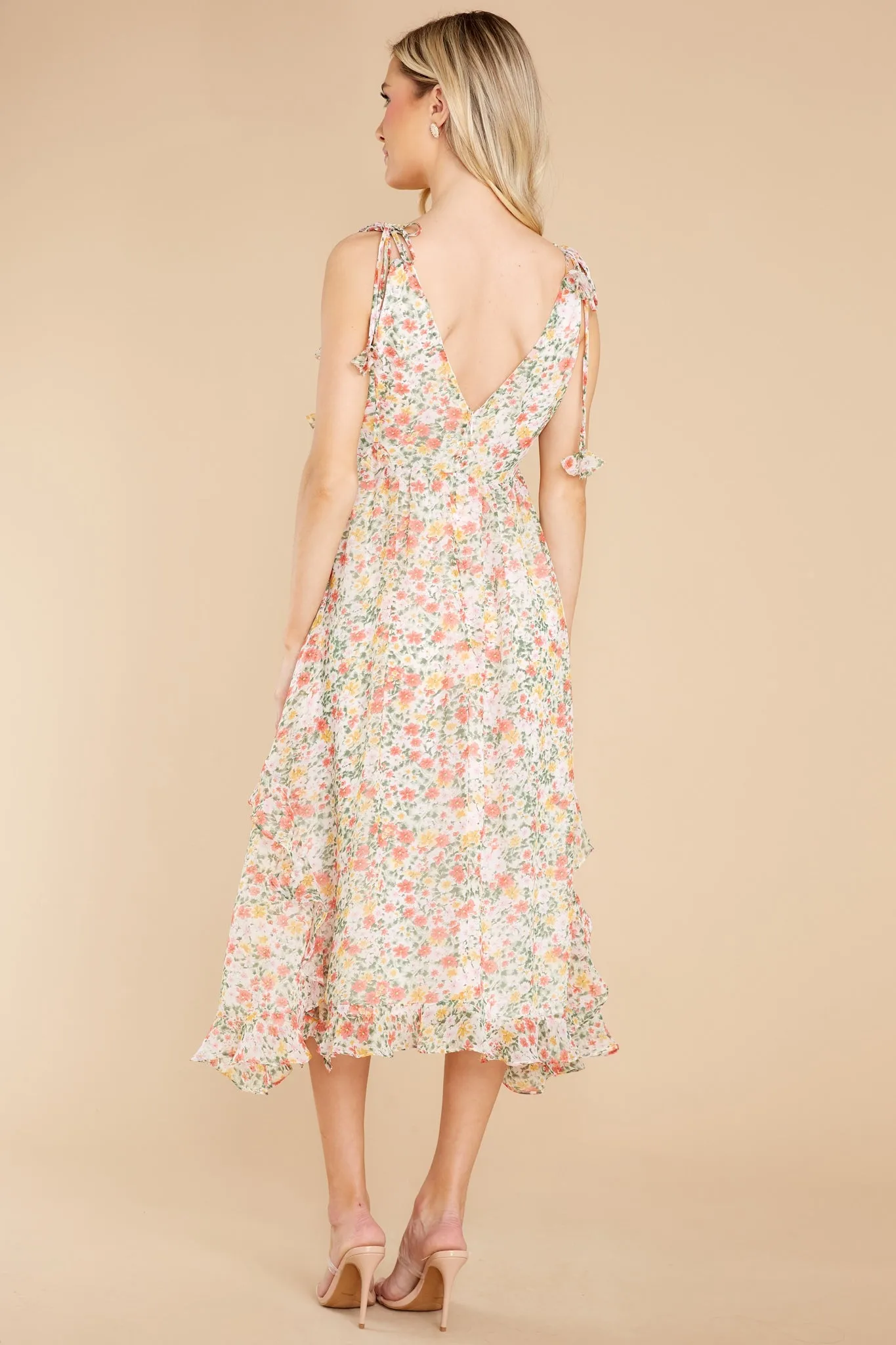 Graceful Intentions Ivory Floral Print Midi Dress