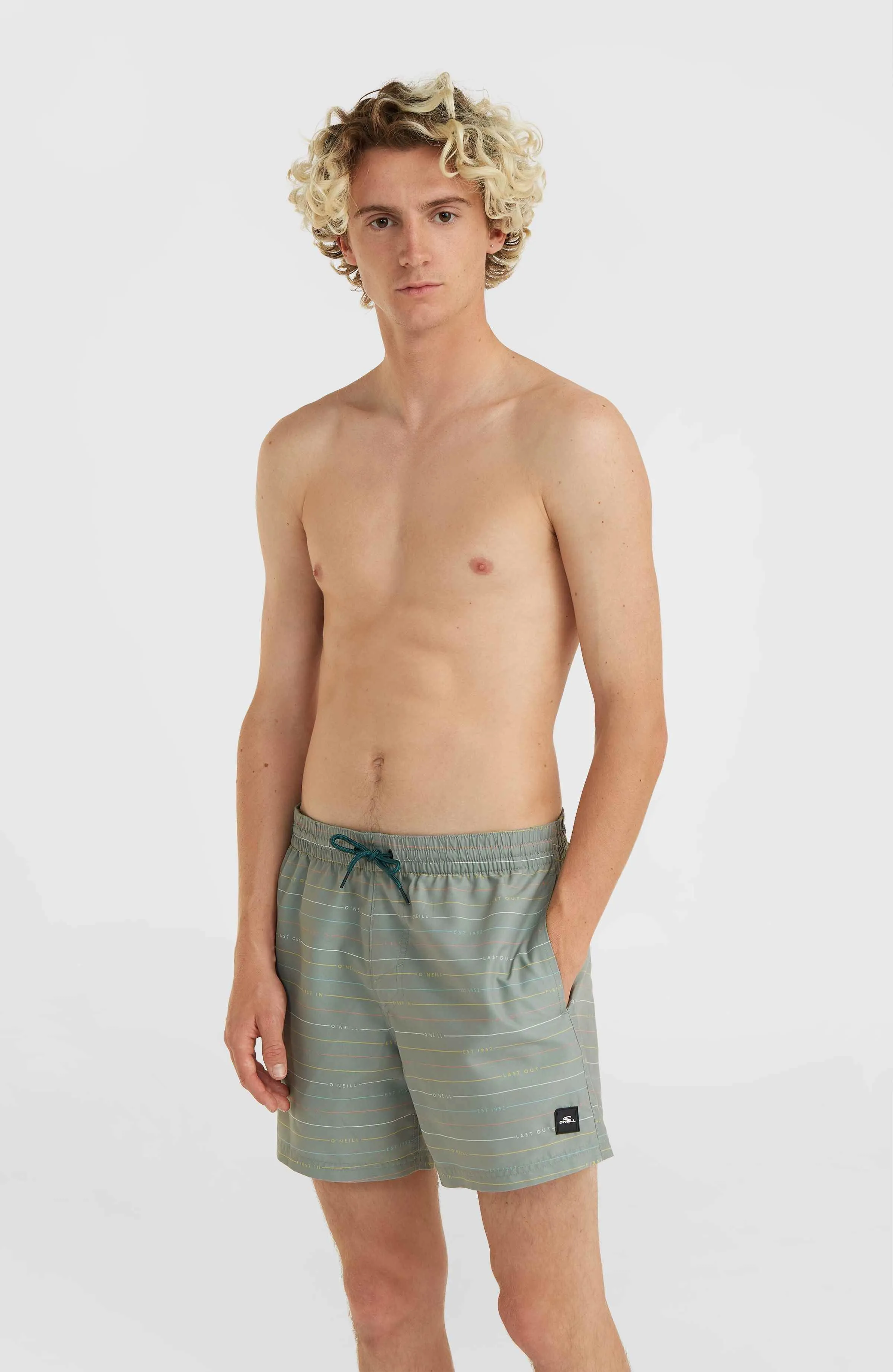 Jack O'Neill Cali First 15" Swim Shorts | Green First Name Stripe