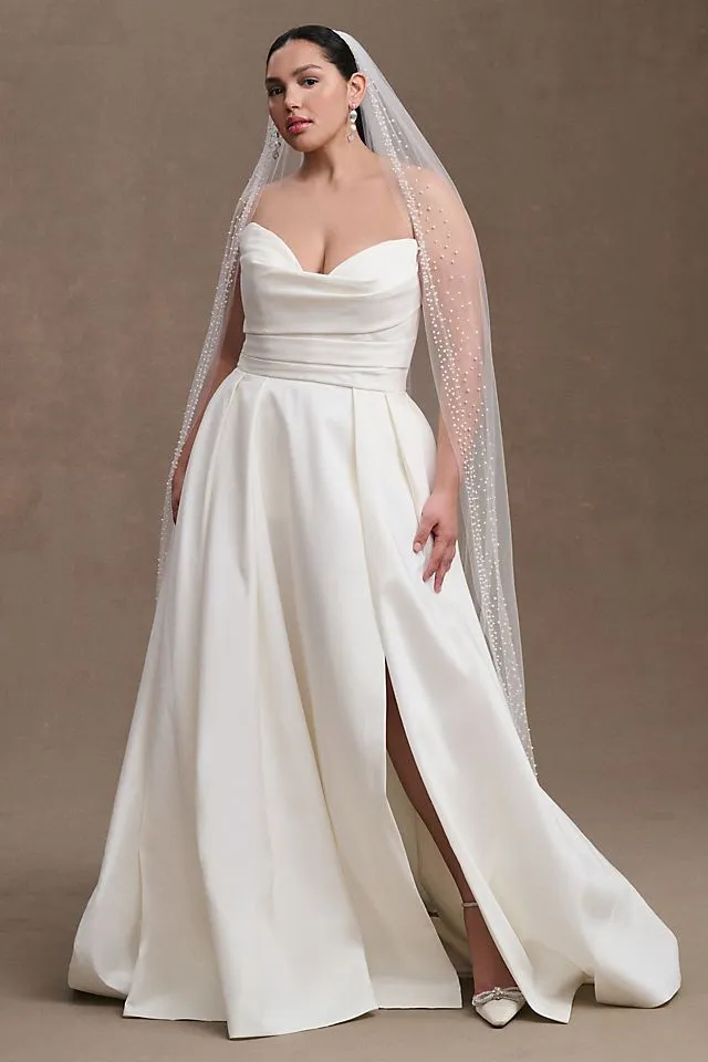 Jenny Yoo Preston Strapless Full Skirt Taffeta Ivory Wedding Dress