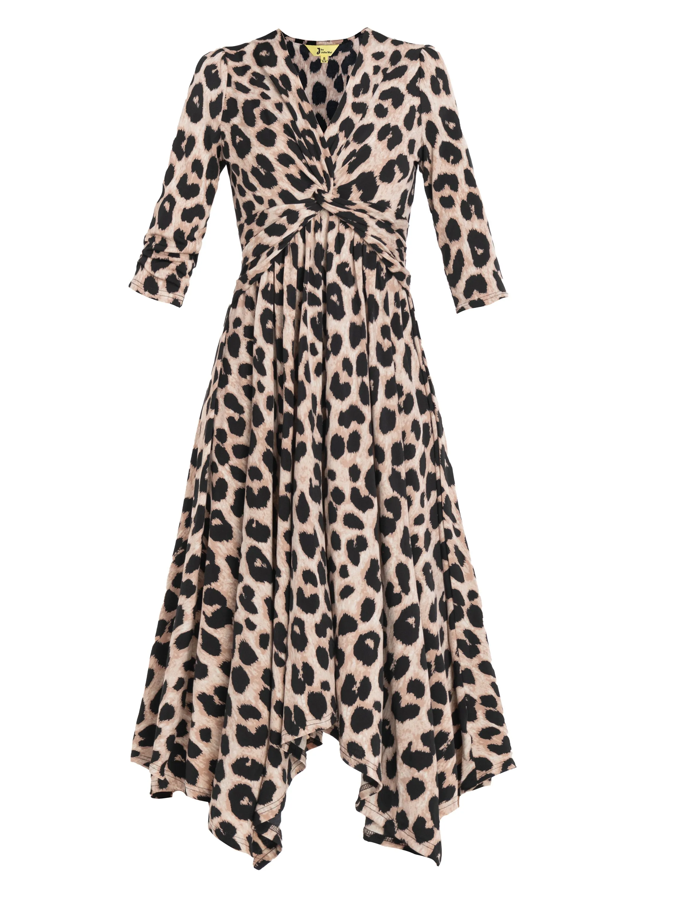 Jolie Moi Knot Front Hanky Hem Dress, Pink Animal