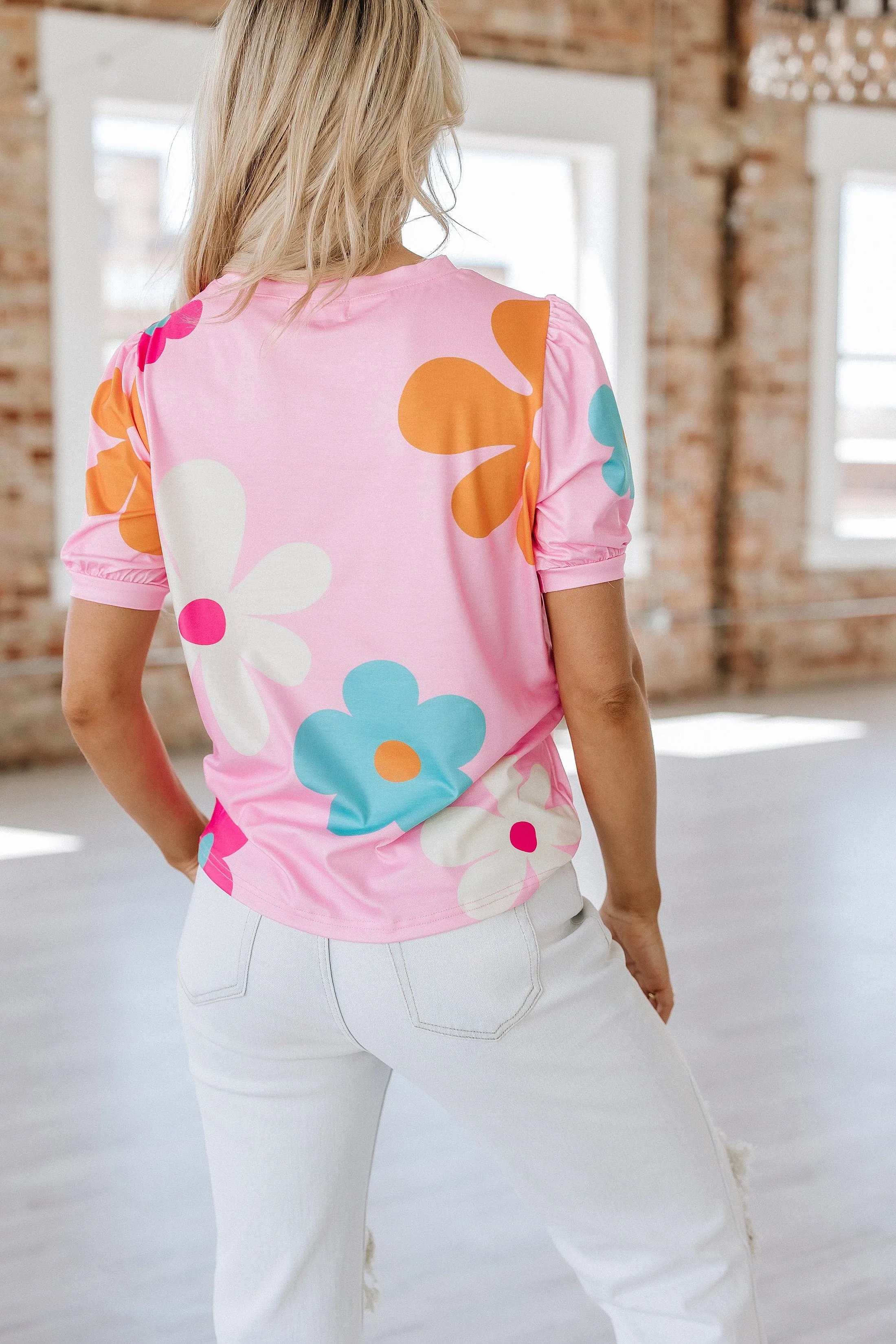 Kenzie Flower Print Bubble Sleeve Top | S-2XL | PRE ORDER