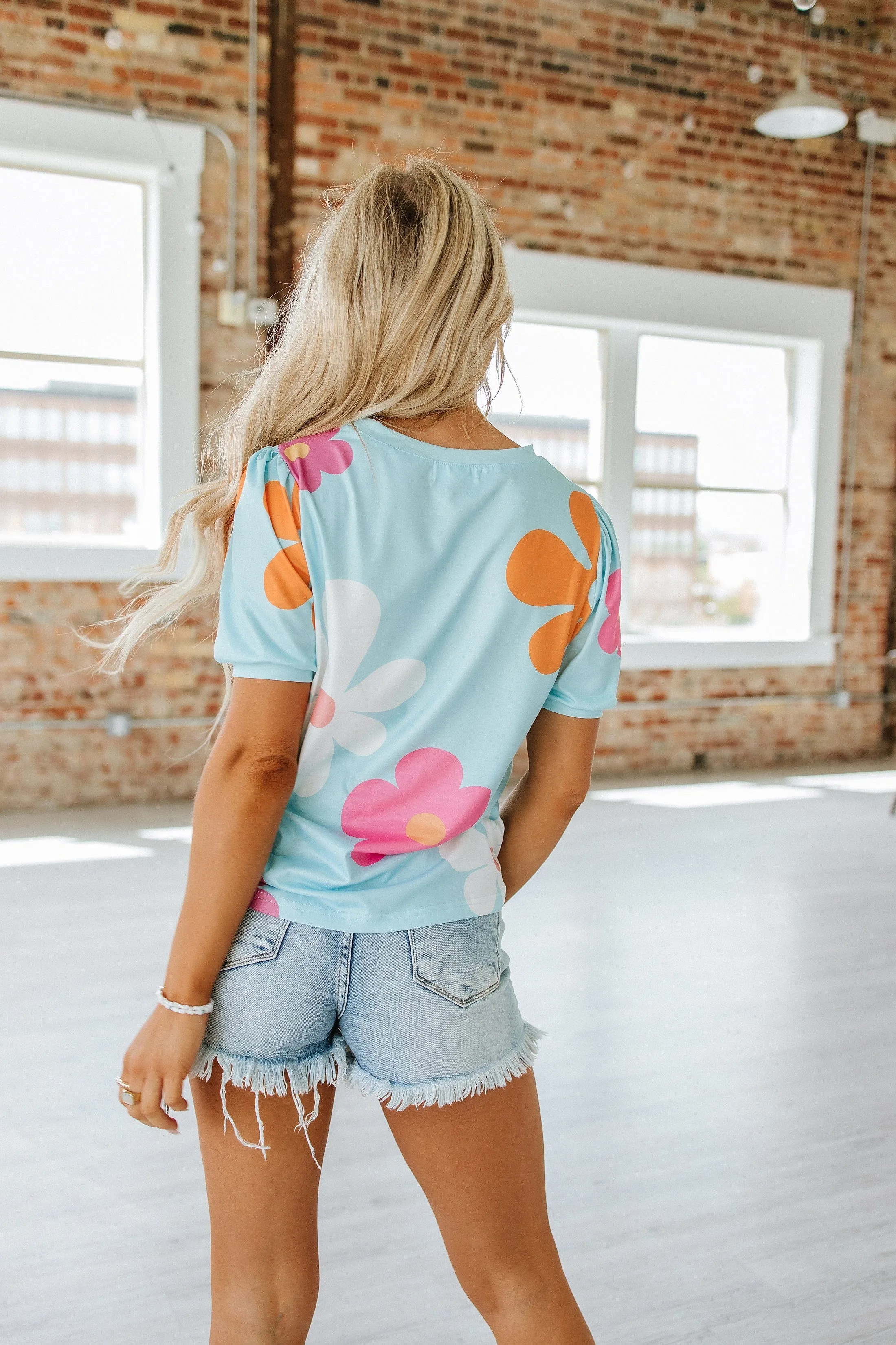 Kenzie Flower Print Bubble Sleeve Top | S-2XL | PRE ORDER