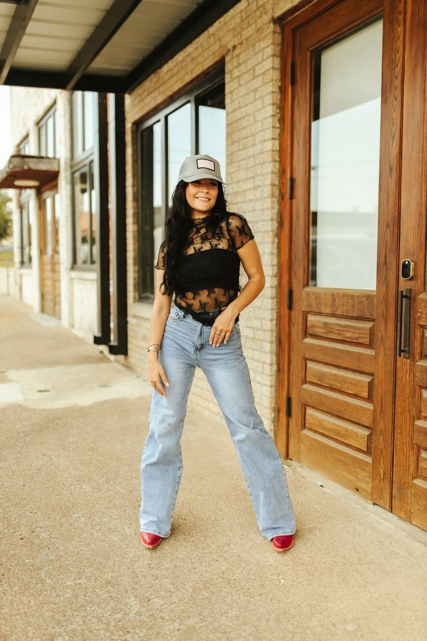 Lace Mesh Short Sleeve Top