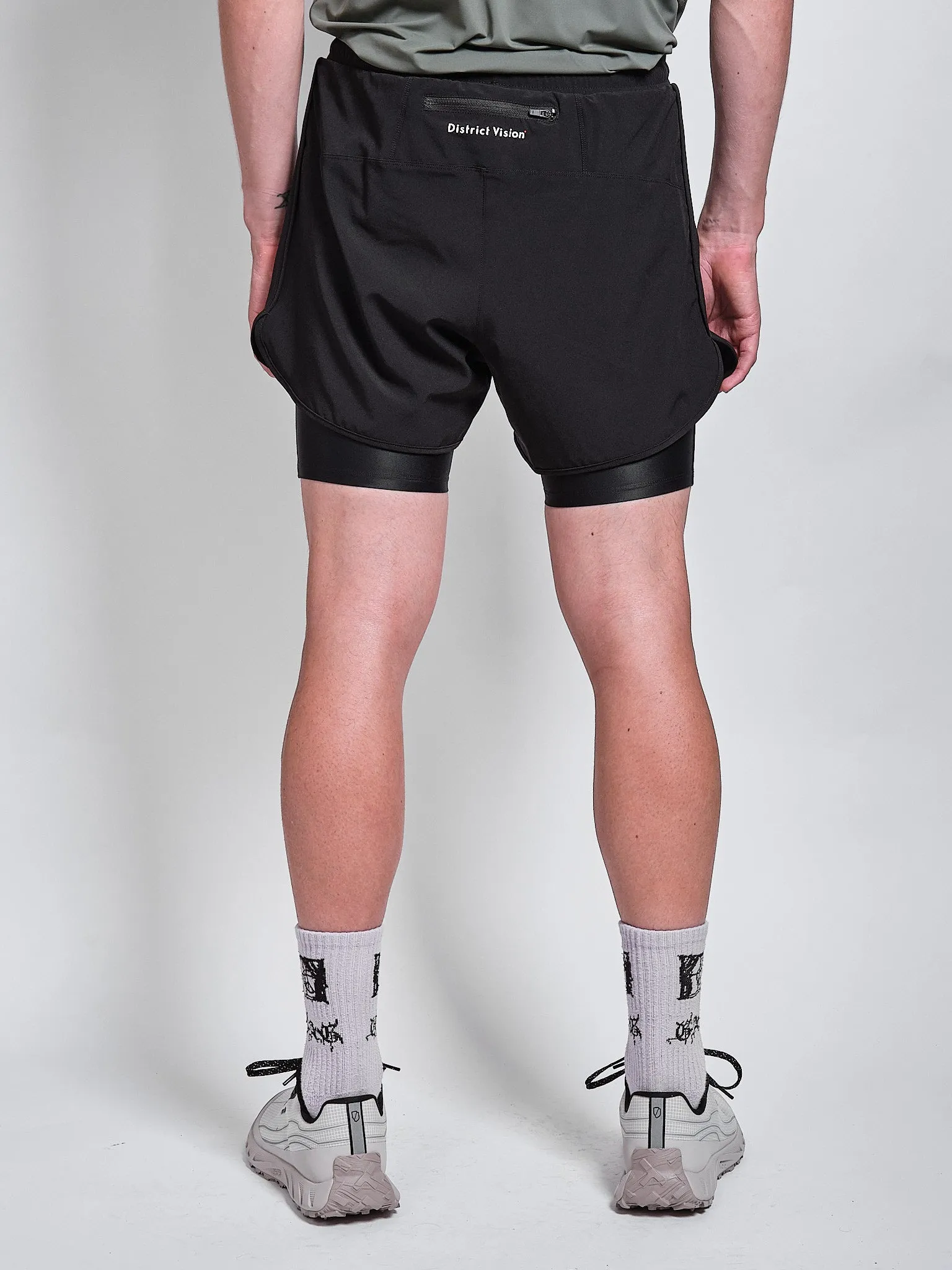 Layered Pocketed Trail Shorts in Black