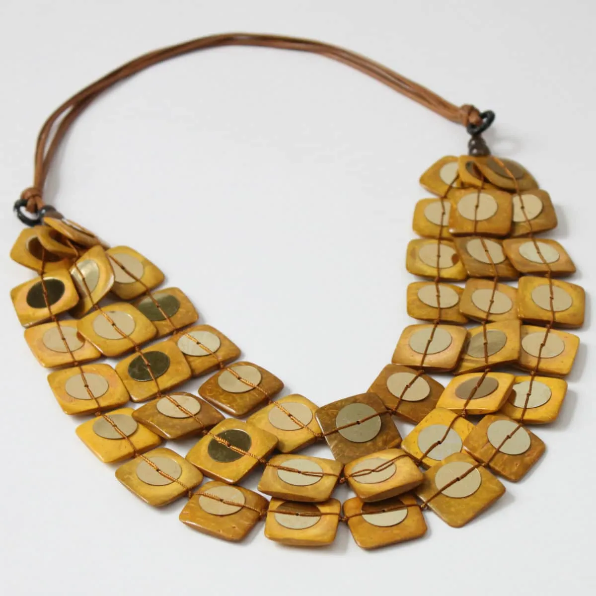 Lela Square Beaded Necklace in Mustard