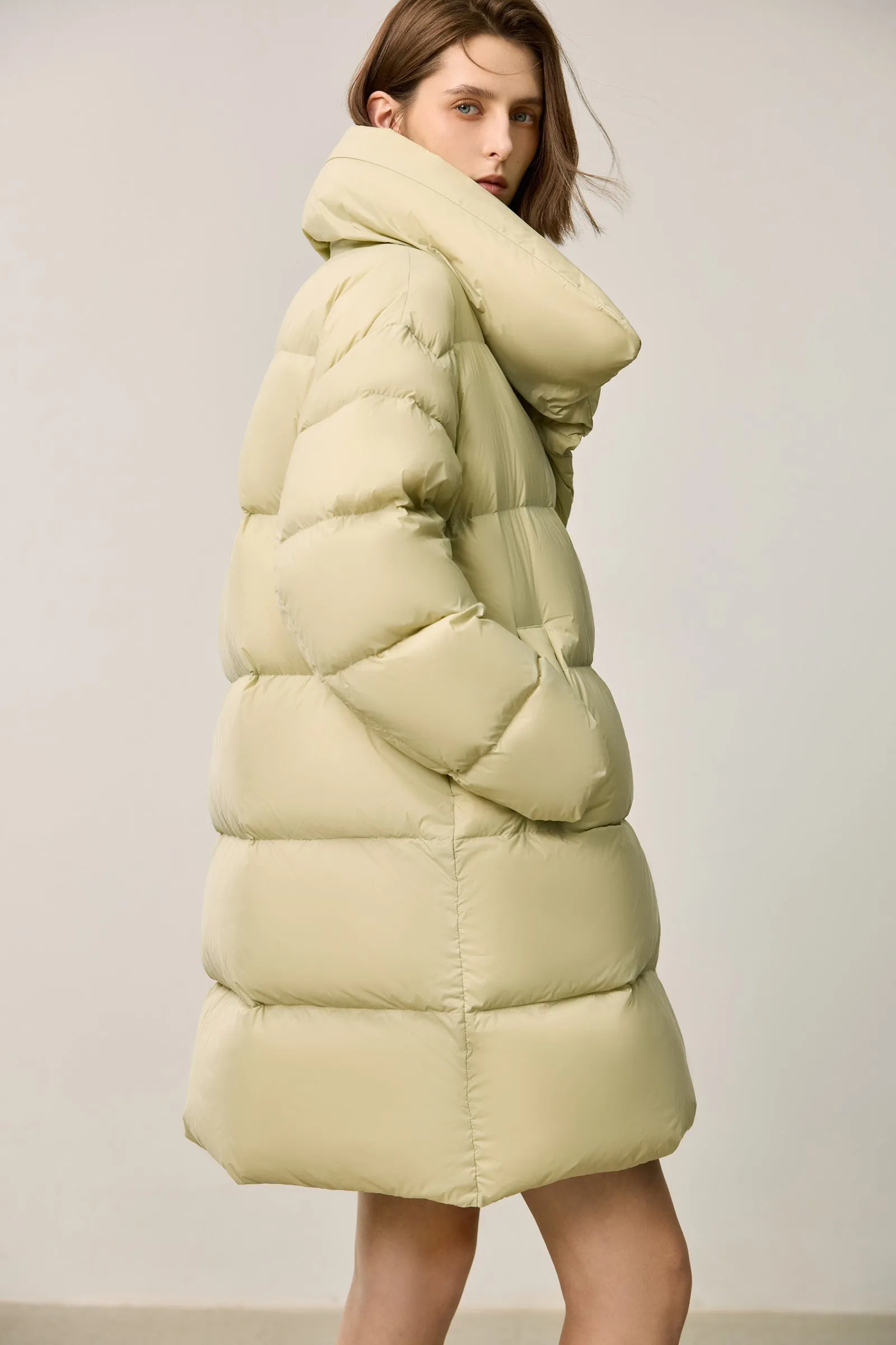 LILY Cloud-Like Zero Pressure Wrap Collar Puffer Down Jacket