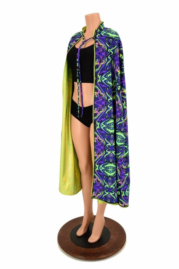 Lime & Neon Melt Reversible Hoodless Cape