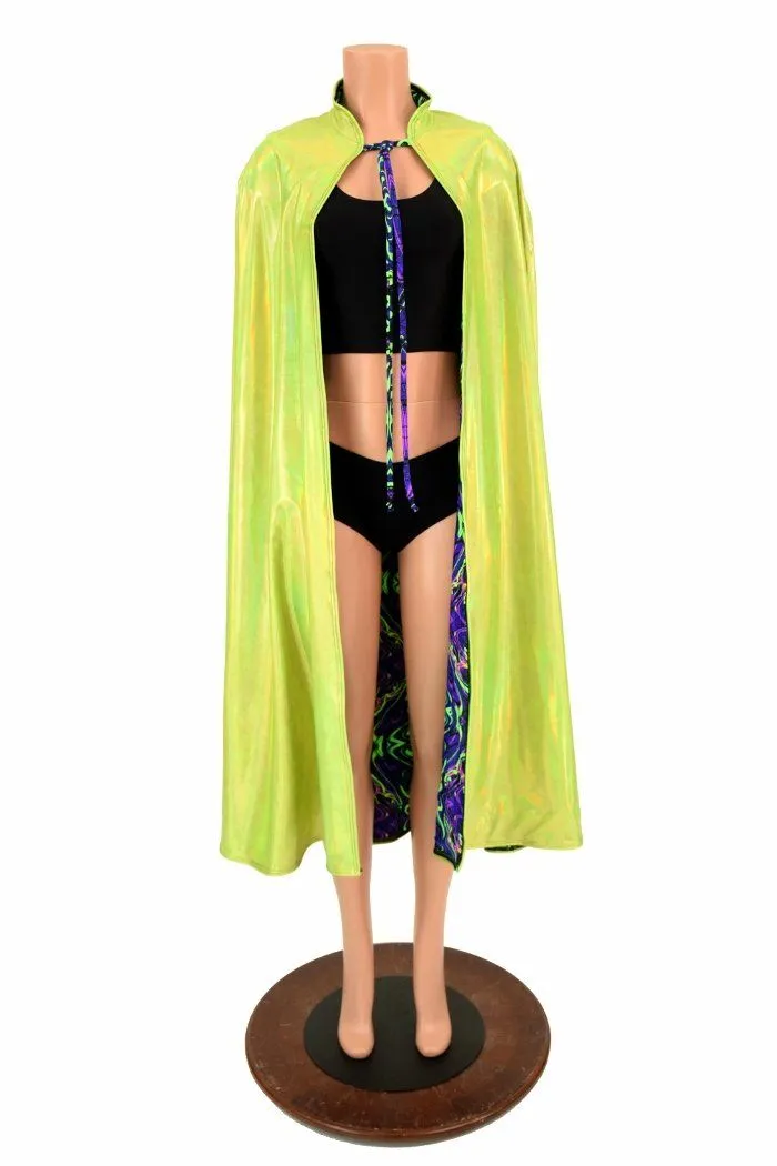 Lime & Neon Melt Reversible Hoodless Cape