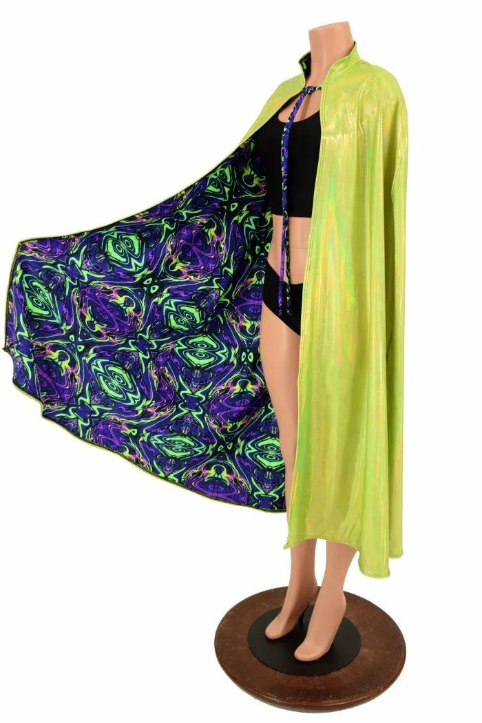 Lime & Neon Melt Reversible Hoodless Cape