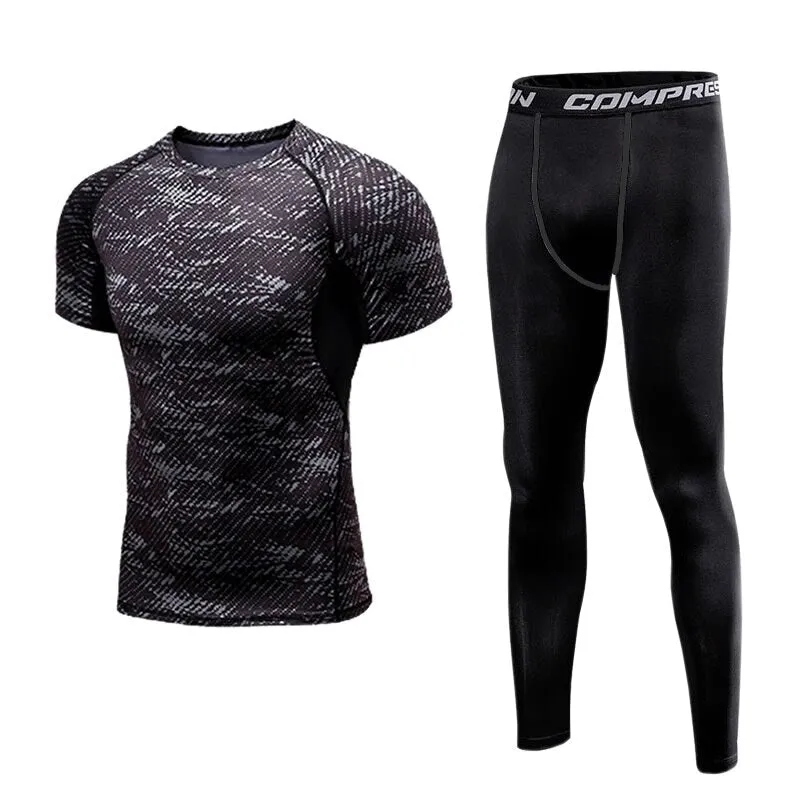 Men's Compression Sports Set Tracksuit Fitness Gym Clothes  For Jogging Suits Running Sportwear Training Exercise Workout Tights