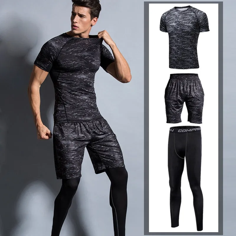 Men's Compression Sports Set Tracksuit Fitness Gym Clothes  For Jogging Suits Running Sportwear Training Exercise Workout Tights