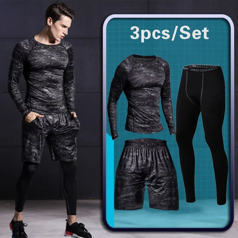 Men's Compression Sports Set Tracksuit Fitness Gym Clothes  For Jogging Suits Running Sportwear Training Exercise Workout Tights