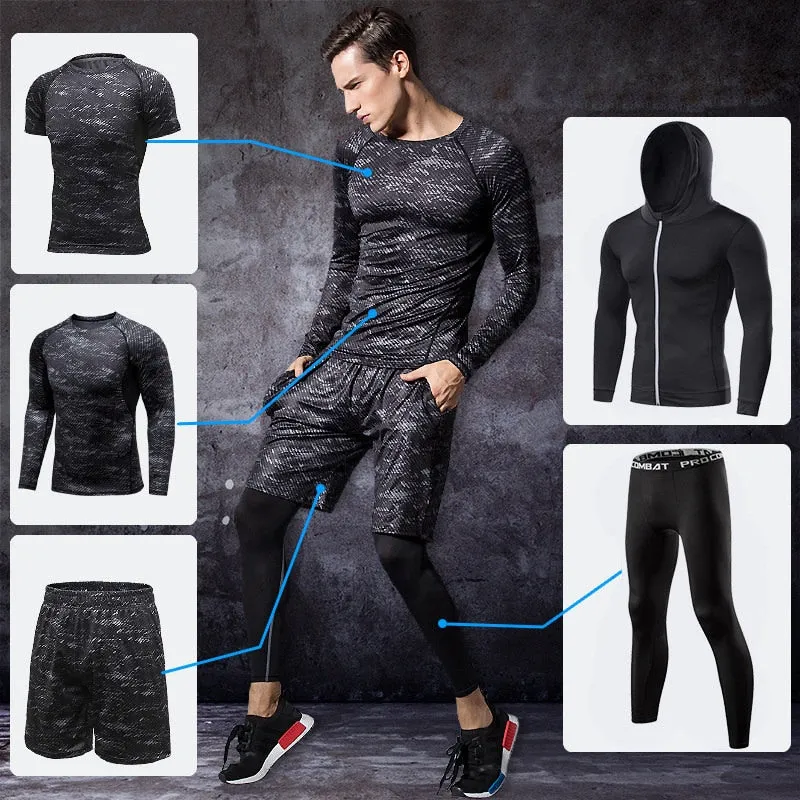 Men's Compression Sports Set Tracksuit Fitness Gym Clothes  For Jogging Suits Running Sportwear Training Exercise Workout Tights