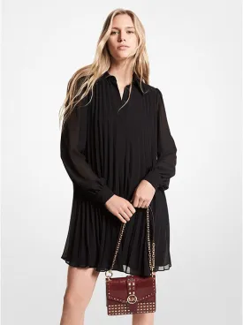 Michael Michael Kors Georgette Pleated Shirt Dress, Black